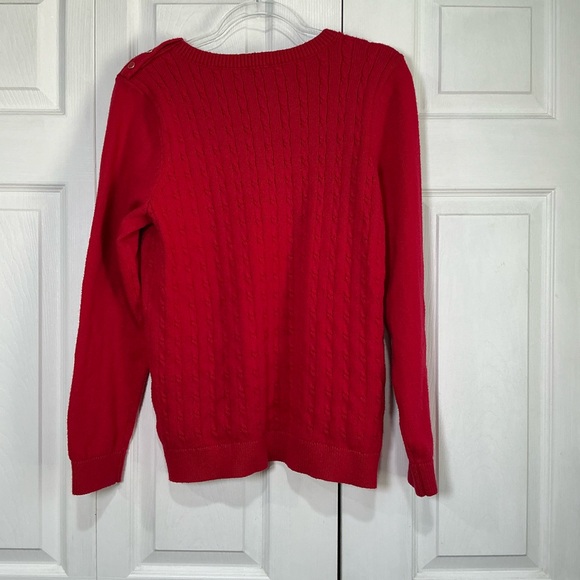 ๐ค Talbots Red Cable Knit Crewneck Sweater - XL - Picture 3 of 6